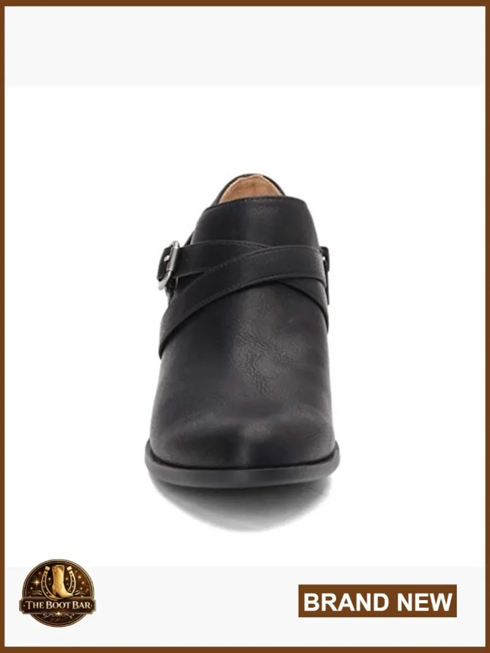 Black Ankle Booties with Block Heel, Faux Leather, Zip Closure, Work Shoes